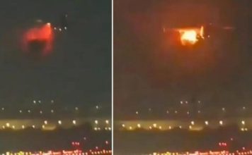 টেক অফ করার কিছুক্ষণের মধ্যেই বিমানের বাঁ দিকের ইঞ্জিনে দাউদাউ করে আগুন ধরে গেল তারপর .. দেখুন ভাইরাল ভিডিও