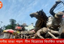 সরকার বদলাতেই বনগাঁয় ক্ষোভ উগরে দিলেন ব্যবসায়ীরা , ভাঙা পড়ল নীল বিদ্রোহের বিতর্কিত ভাস্কর্য